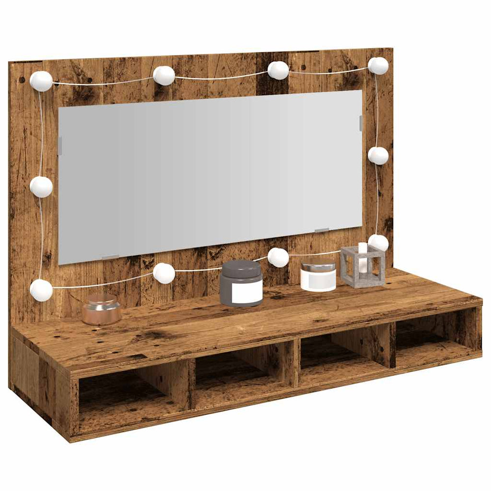 LED Spiegelschrank Altholz 90 cm