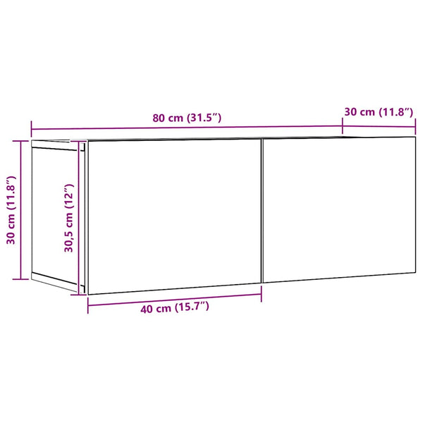 TV-Wandschränke 80x30x30 cm, 2er Set Eiche