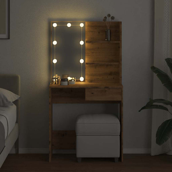 Schminktisch Artisan Eiche mit LED-Beleuchtung