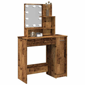 Schminktisch mit LED-Beleuchtung Altholz-Optik