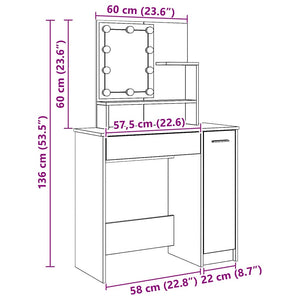 Schminktisch mit LED Artisan Eiche 86,5 cm