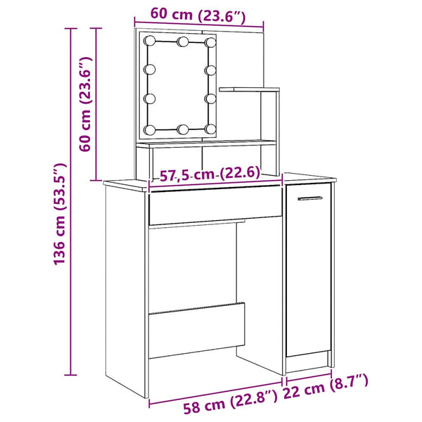 Schminktisch mit LED Artisan Eiche 86,5 cm