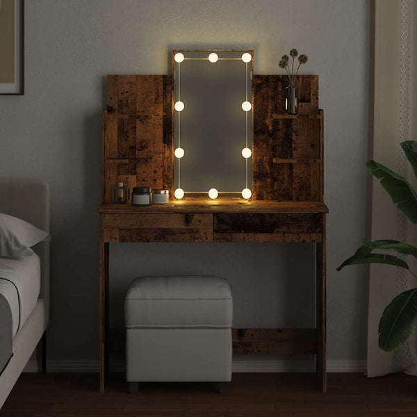 Schminktisch mit LED Altholz-Optik