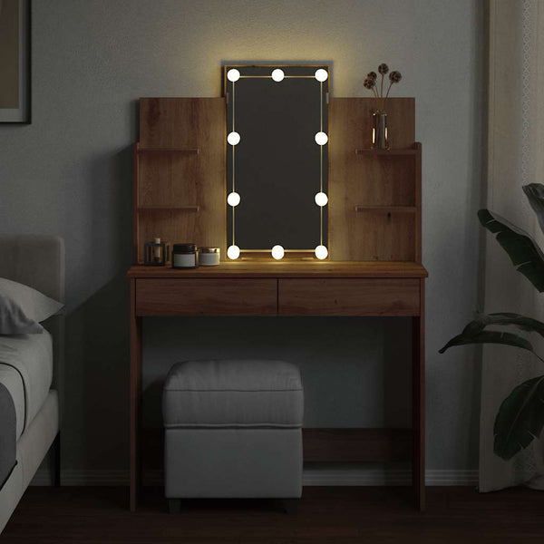 Schminktisch mit LED-Beleuchtung Artisan-Eiche