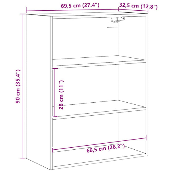 Wandregal Artisan Eiche 69,5x32,5x90 cm