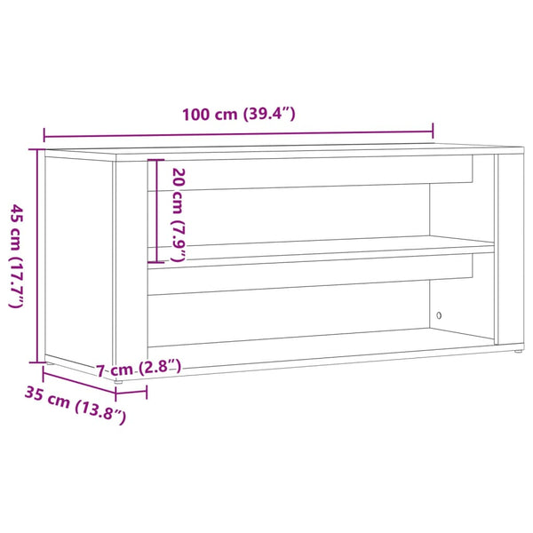 Schuhbank Altholz-Optik 100 cm