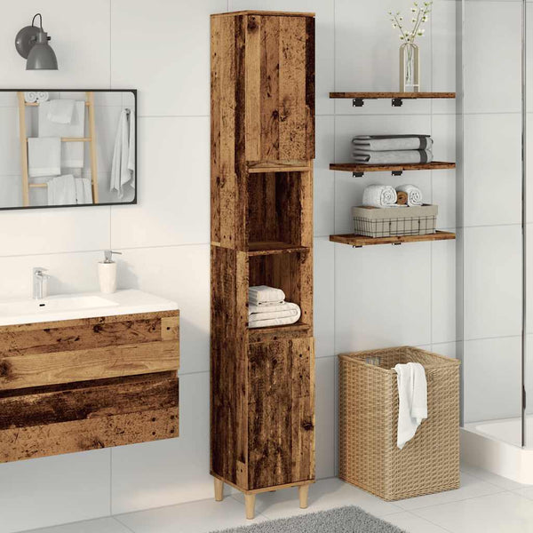 Badschrank Altholz-Optik 30x30x190 cm