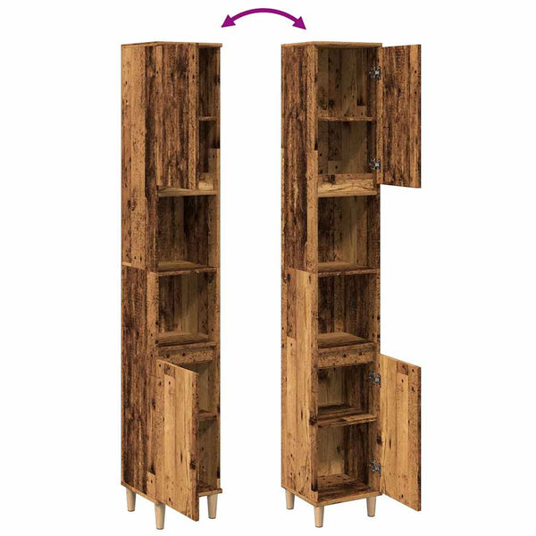 Badschrank Altholz-Optik 30x30x190 cm