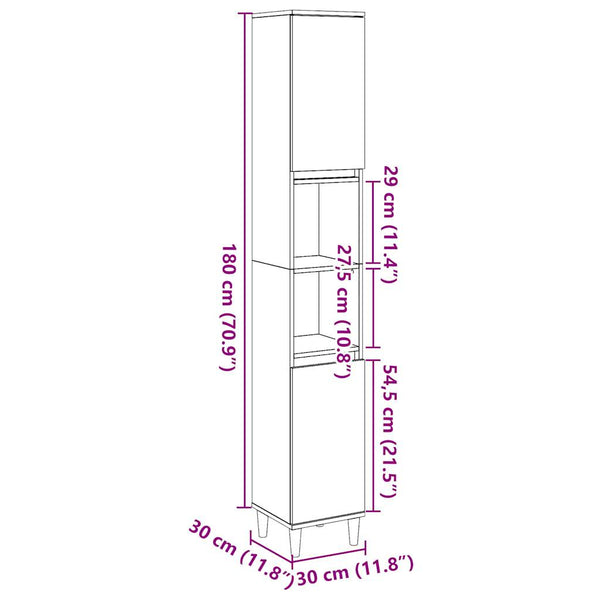 Badschrank Altholz-Optik 30x30x190 cm