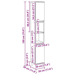 Badschrank Artisan-Eiche 30x30x190 cm