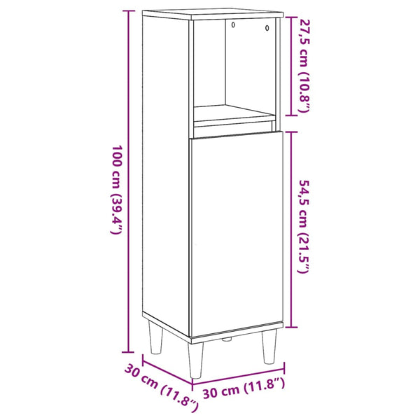 Badschrank Artisan-Eiche 30x30x100 cm