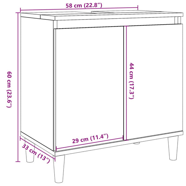 Waschbeckenunterschrank Altholz-Optik 58 cm