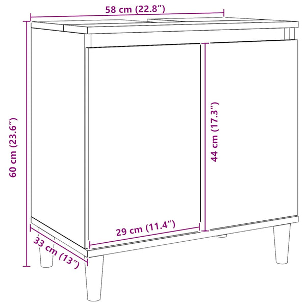 Waschbeckenunterschrank Artisan-Eiche 58x60 cm