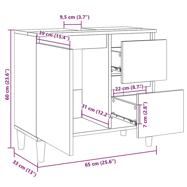 Waschbeckenunterschrank Artisan Eiche 65 cm