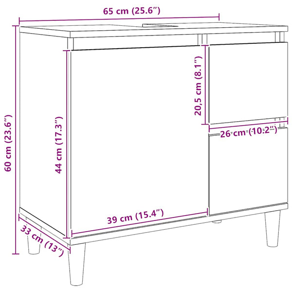 Waschbeckenunterschrank Artisan Eiche 65 cm