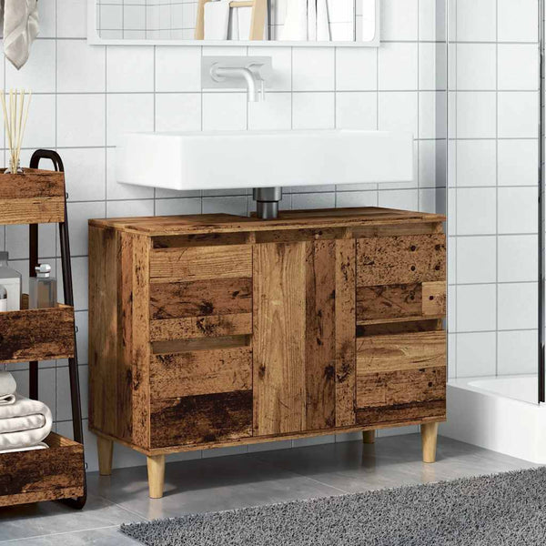 Waschbeckenunterschrank Altholz Optik 80 cm