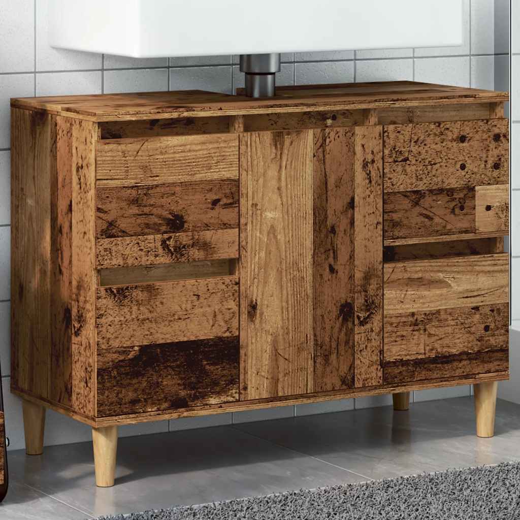 Waschbeckenunterschrank Altholz Optik 80 cm