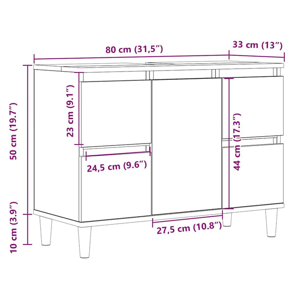 Waschbeckenunterschrank Artisan Eiche 80 cm