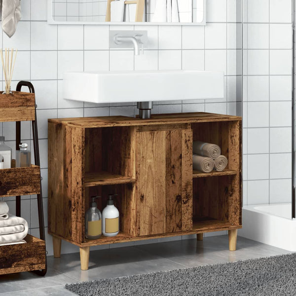 Badschrank in Altholz-Optik, 80 cm