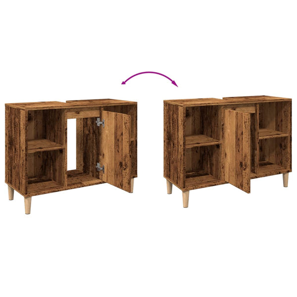 Badschrank in Altholz-Optik, 80 cm