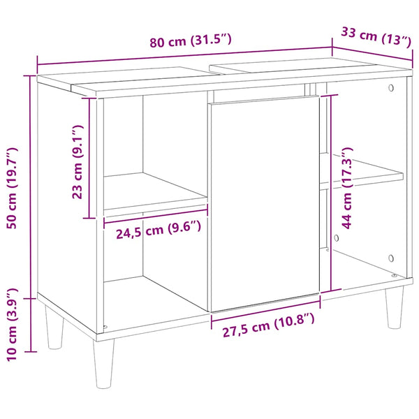 Badschrank Braun Artisan-Eiche 80 cm