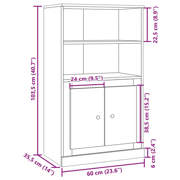 Highboard Altholz-Optik 60 cm