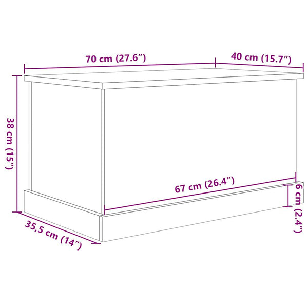 Aufbewahrungstruhe Altholz-Optik 70x40x38 cm