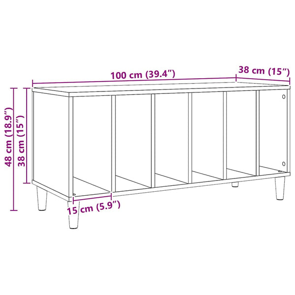 Plattenschrank Artisan Eiche 100x38x48 cm
