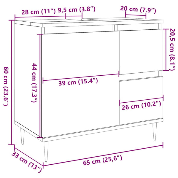Badschrank Altholz-Optik, 65 cm