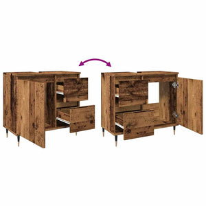 Badschrank Altholz-Optik, 65 cm