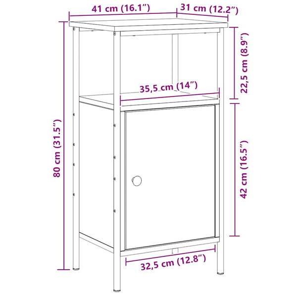 Nachttische 2er Set Eiche 41x31x80 cm
