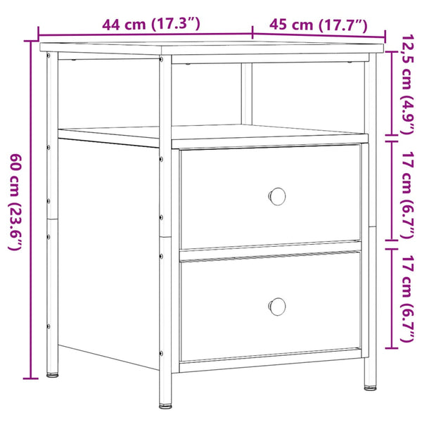 Nachttisch Altholz-Optik 44x45x60 cm