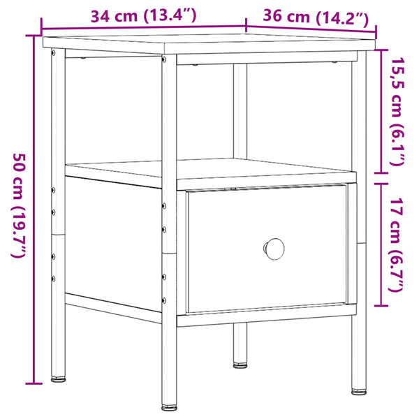 Nachttisch Altholz-Optik 34x36x50 cm