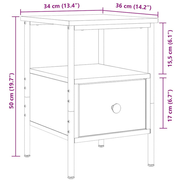 Nachttische 2er Set Eiche 34x36x50cm