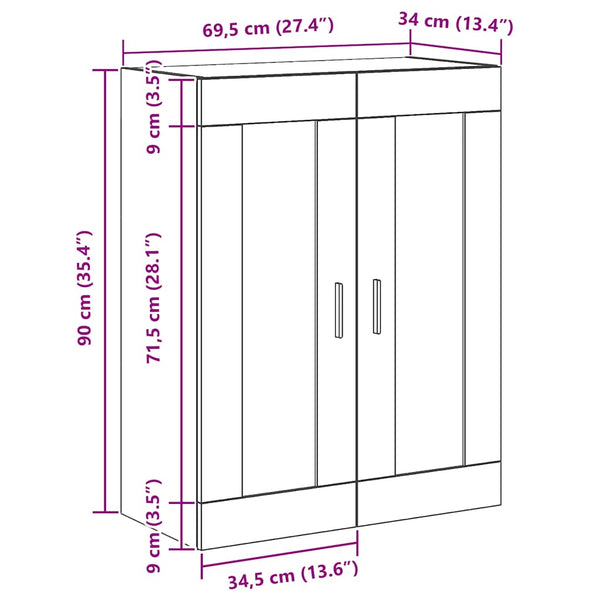 Wandschrank Artisan Eiche 69,5x34x90 cm