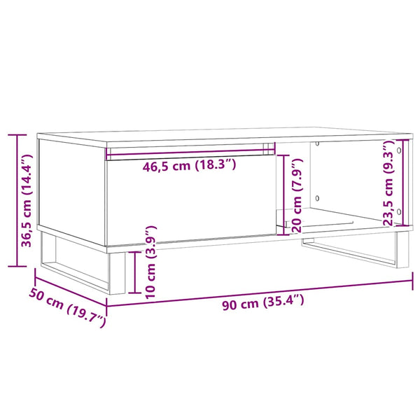 Couchtisch Altholz-Optik 90x50 cm