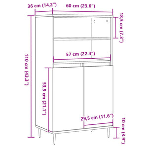 Highboard Altholz-Optik 60x36x110 cm