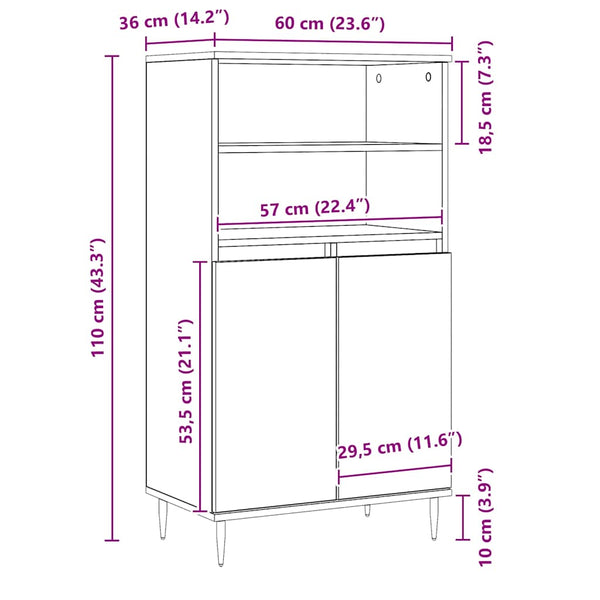 Highboard Artisan Eiche 60x110 cm