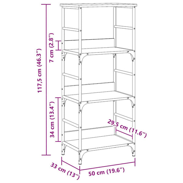 Bücherregal Altholz-Optik, 117,5 cm hoch