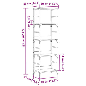 Bücherregal Altholz-Optik, 153 cm hoch