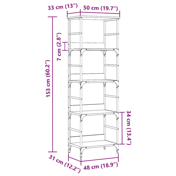 Bücherregal Altholz-Optik, 153 cm hoch