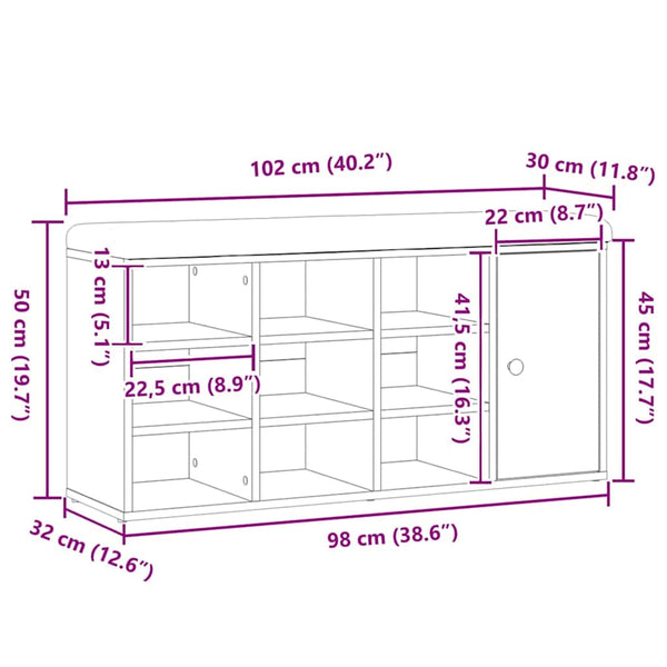 Schuhbank Artisan Eiche 102 cm