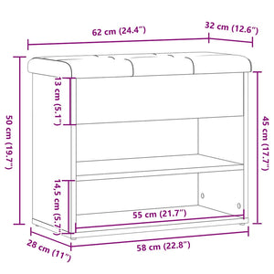 Schuhbank Altholz-Optik 62 cm