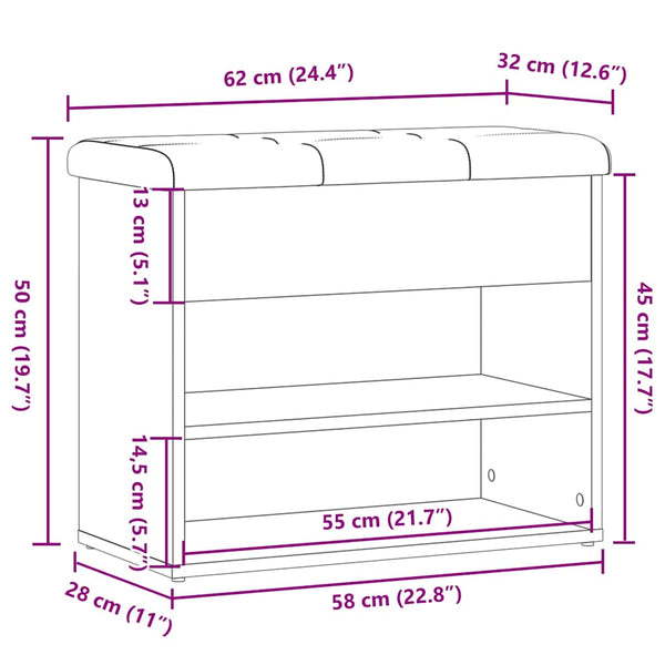 Schuhbank Altholz-Optik 62 cm