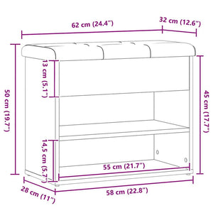Schuhbank Artisan Eiche 62x32x50 cm