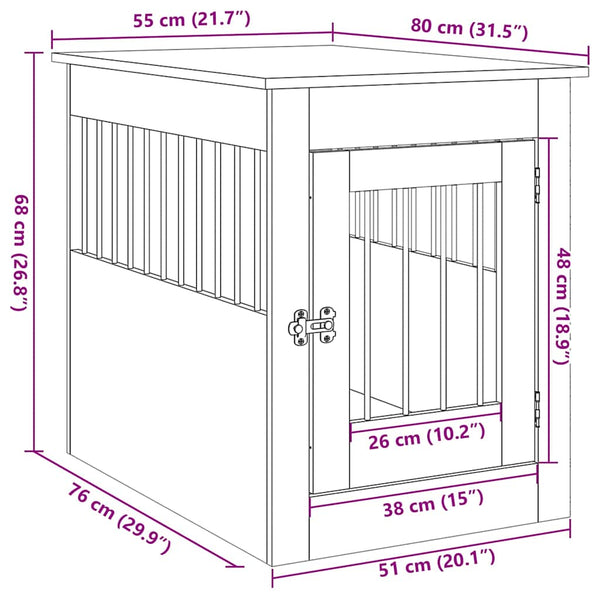 Hundekäfig Möbelstil Altholz-Optik 55x80x68 cm