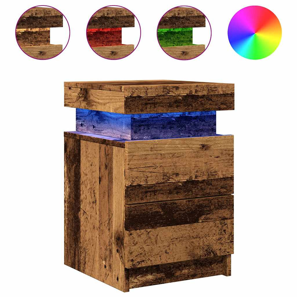 LED-Nachttisch Altholz-Optik 35x39x55 cm