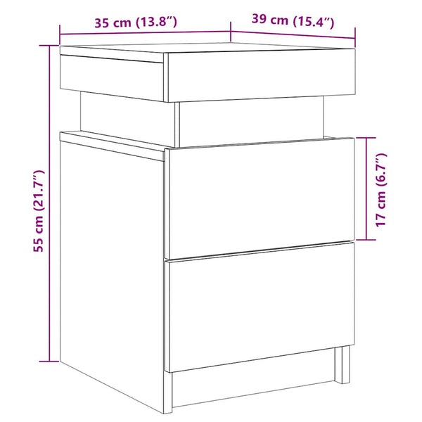 LED-Nachttisch Altholz-Optik 35x39x55 cm