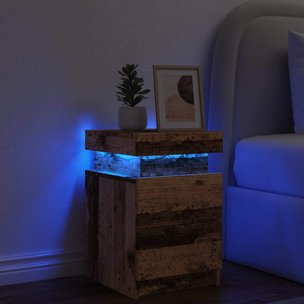 LED-Nachttisch Altholz-Optik 35x39x55 cm