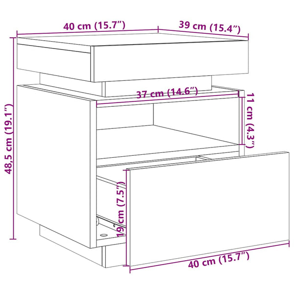 Nachttische mit LED-Leuchten, 2er-Set